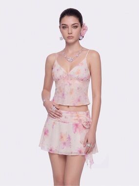 Nana Jacqueline Ophelia Pink Floral Two-Piece Skirt Set